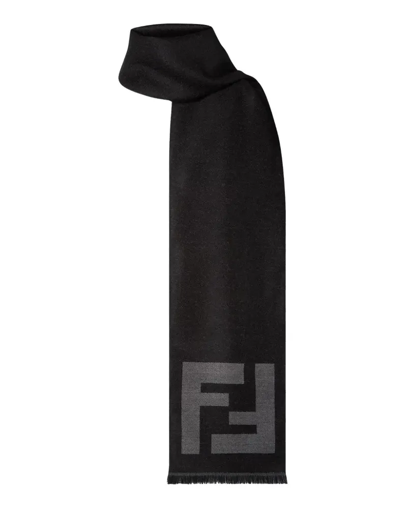 Fendi logo-detail fringed scarf - Schwarz Schwarz