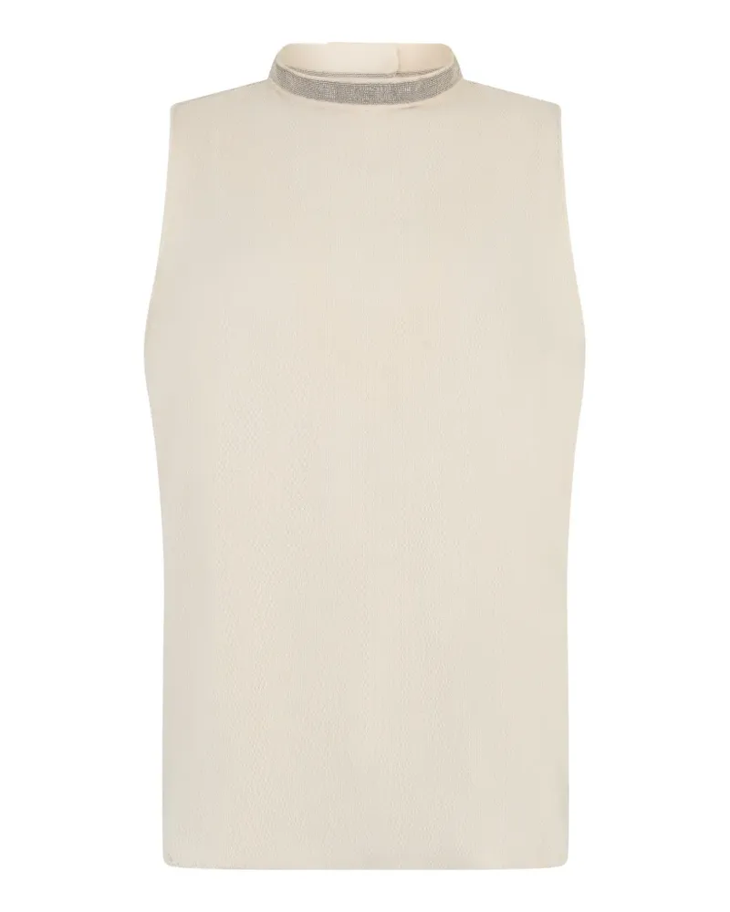 Fabiana Filippi rhinestone-embellished high-neck top - Nude Nude