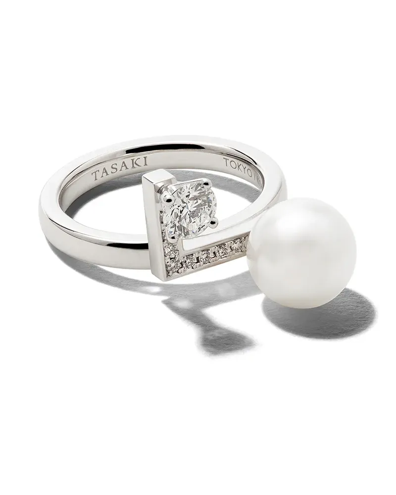 TASAKI 18kt Weißgoldring mit Diamanten - Silber Silber