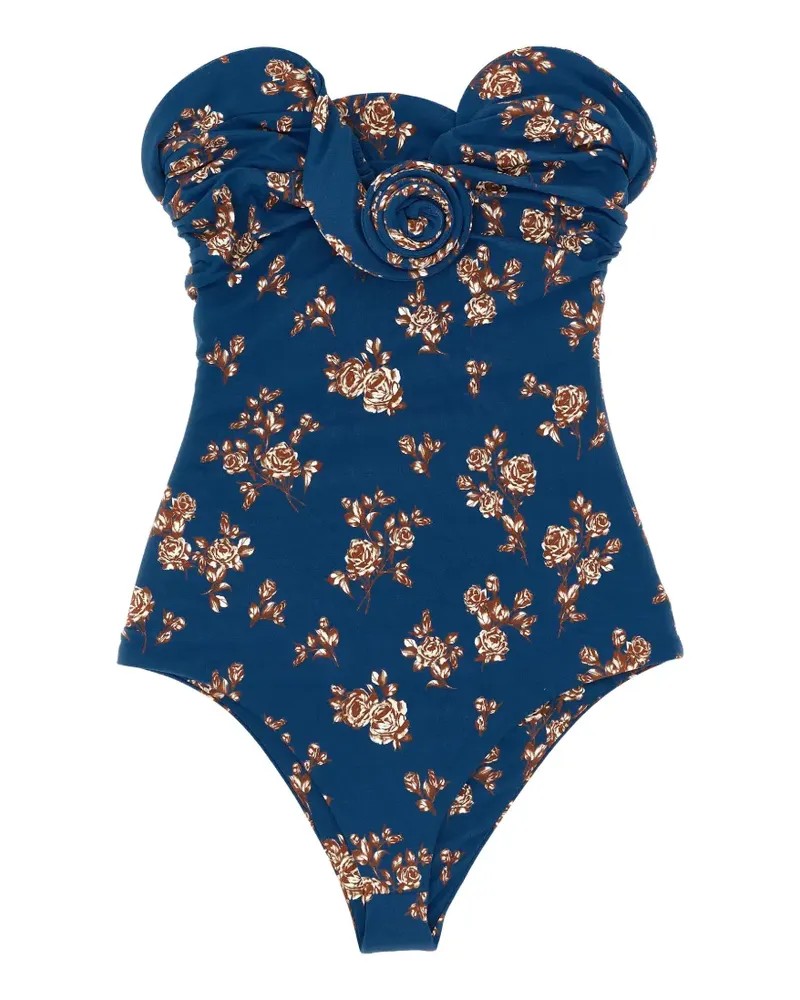 Magda Butrym Geblümter 05 Badeanzug mit Rüschen - Blau Blau