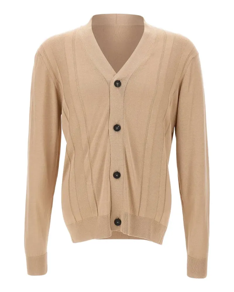 Tagliatore Gerippter Moore Cardigan mit V-Ausschnitt - Nude Nude
