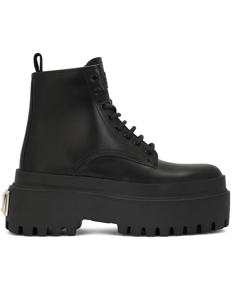 Dolce & Gabbana Stiefeletten mit Logo-Applikation - Schwarz Schwarz