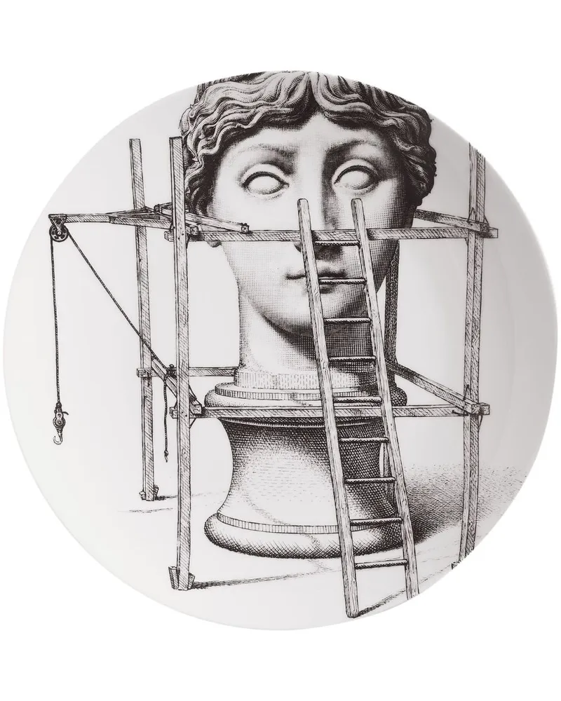 Fornasetti Tema e Variazioni N.200 Wandteller Weiß