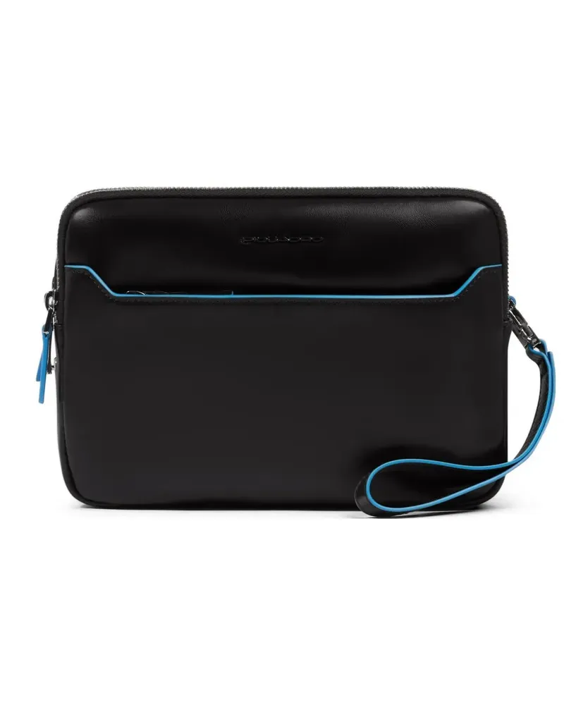 Piquadro removable strap leather clutch bag - Schwarz Schwarz