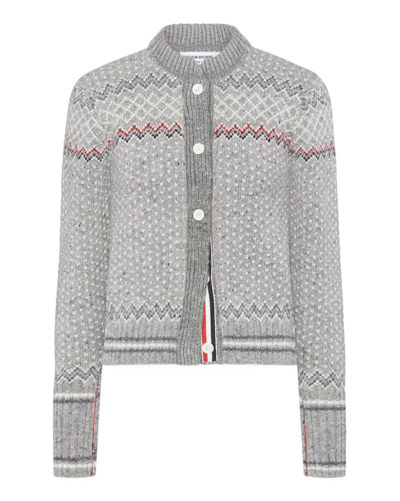 Thom Browne Donegal Cropped-Cardigan aus Fairisle-Jacquard - Grau Grau