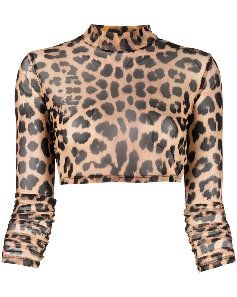 Philipp Plein Cropped-Top mit Leo-Print - Braun Braun