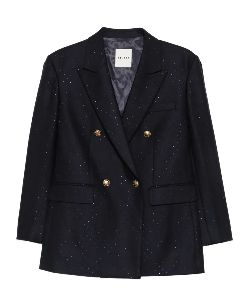 Sandro Doppelreihiger Blazer mit Strass - Blau Blau