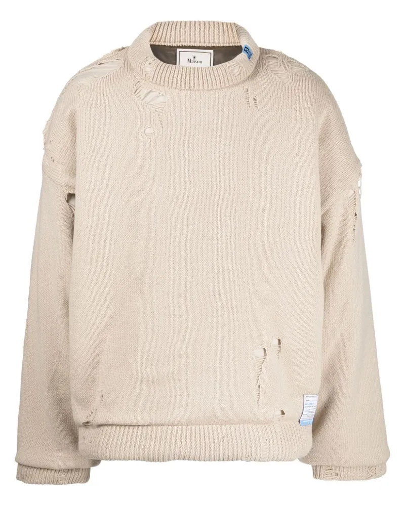 MIHARAYASUHIRO logo-patch wool-blend sweatshirt - Nude Nude