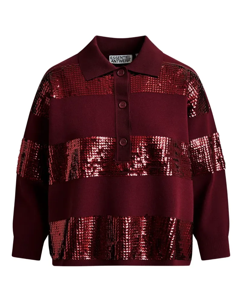 Essentiel Illuminati Poloshirt mit Pailletten - Rot Rot