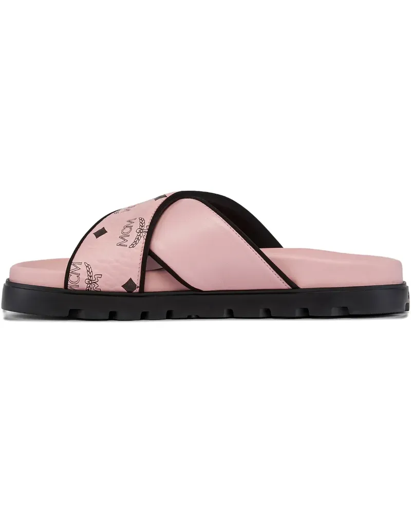 MCM logo-motif flat sandal - Rosa Rosa