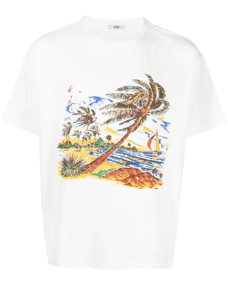 BODE T-Shirt mit Insel-Print - Weiß Weiß