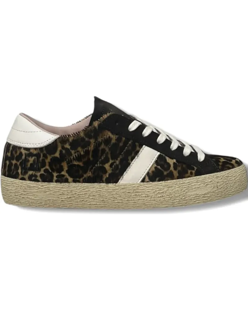 D.A.T.E. Gestreifte Sneakers mit Leopardenmuster - Braun Braun