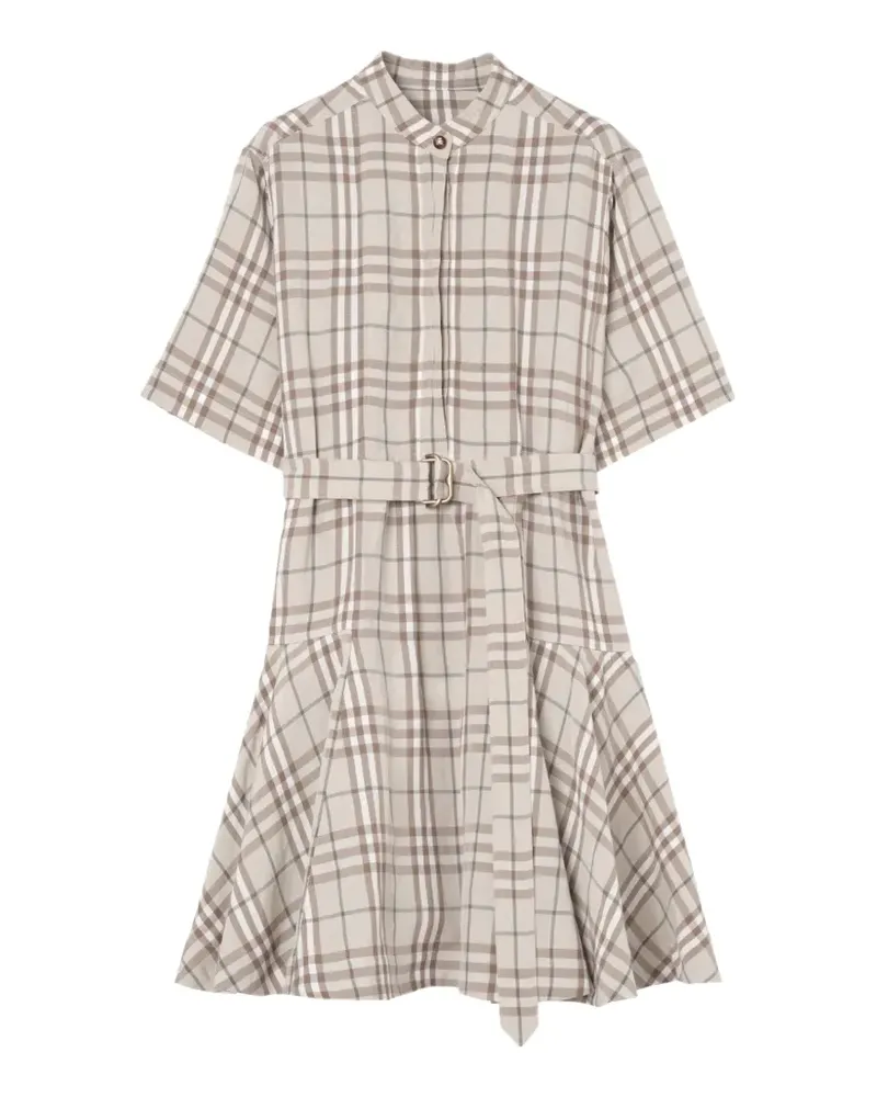 Burberry Kariertes Kleid aus Leinengemisch - Nude Nude