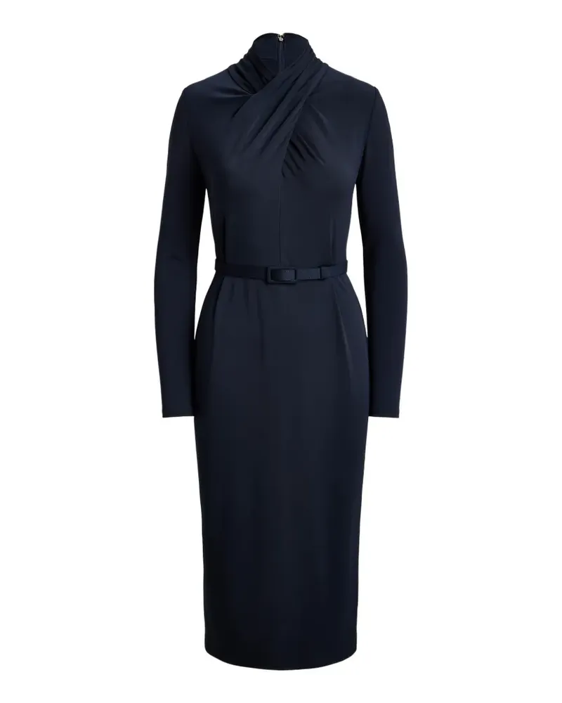 Ralph Lauren Stehkragen-Midikleid mit Gürtel - Blau Blau