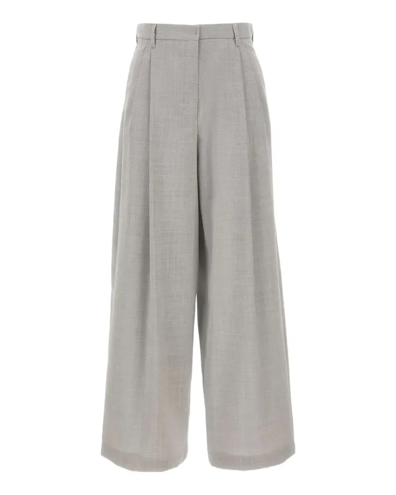 Max Mara Wide-Leg-Hose mit Bundfalten - Grau Grau