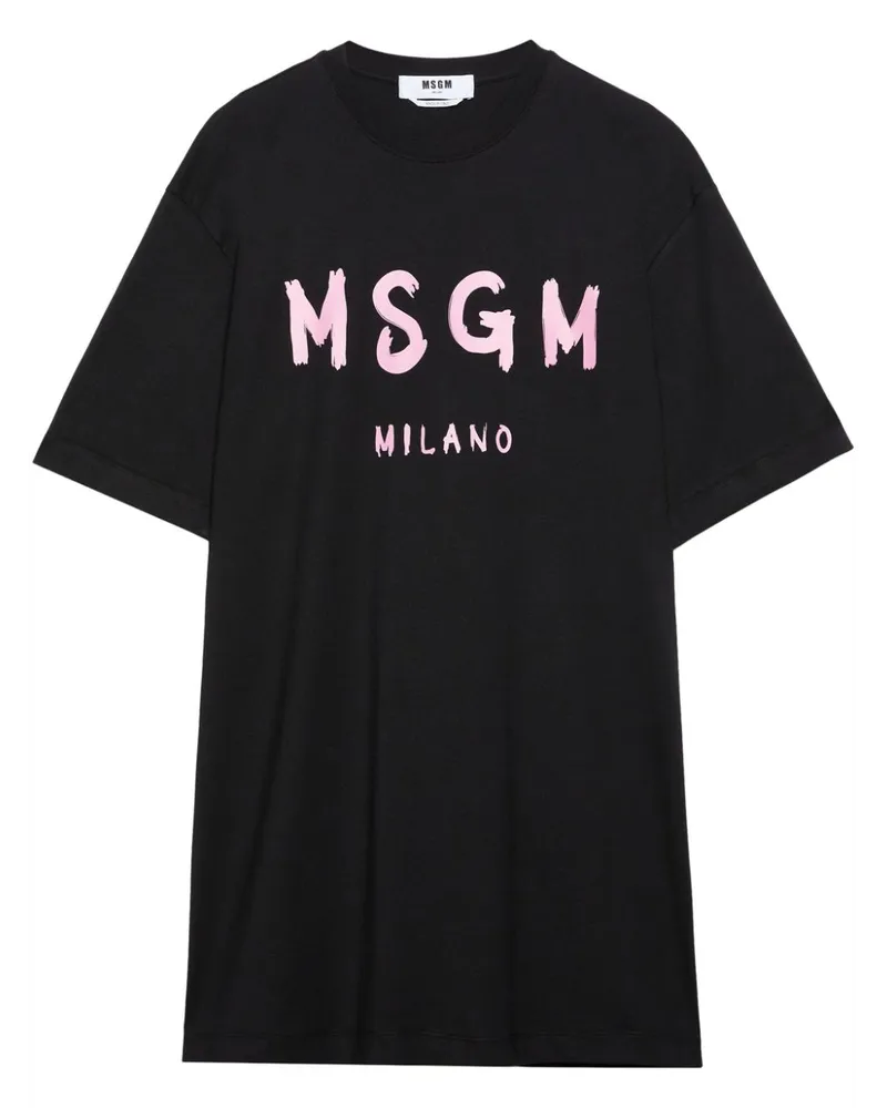 MSGM Kleid mit Brushstroke-Logo Schwarz