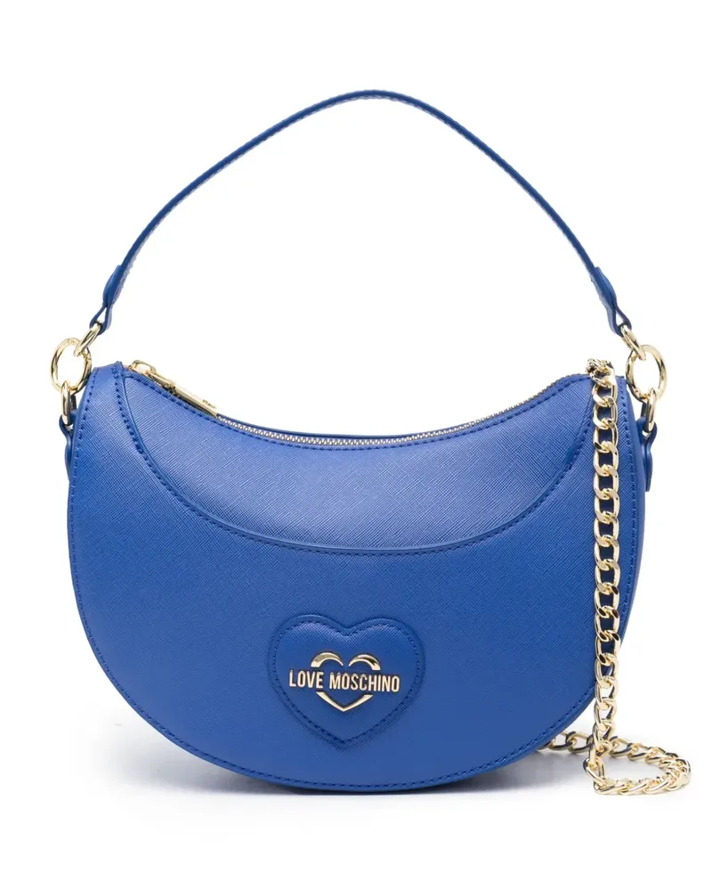 Moschino Kleine Schultertasche mit Herz-Patch - Blau Blau