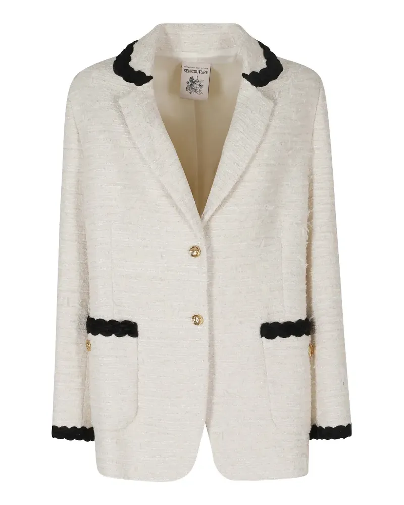 Semicouture Giacca Olivia braided-trim tweed jacket - Nude Nude