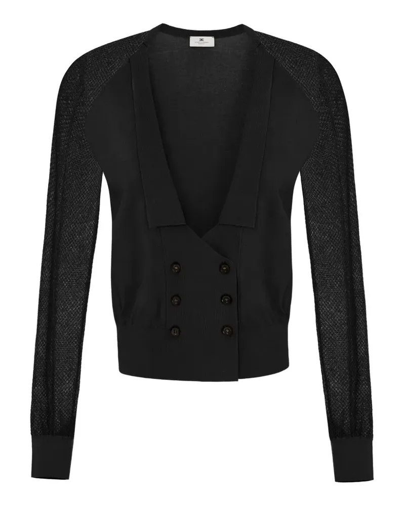 Elisabetta Franchi Cardigan aus Strick und Mesh - Schwarz Schwarz