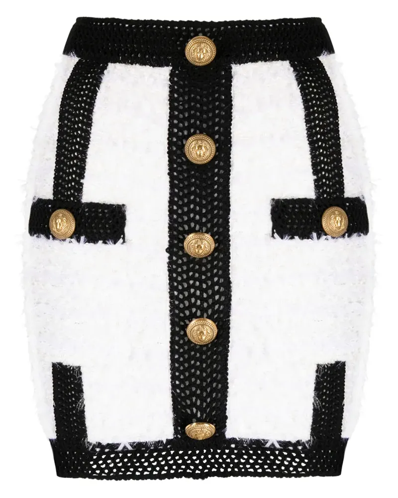 Balmain Zweifarbiger Tweed-Rock - Weiß Weiß