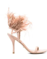 Stuart Weitzman Plume Sandalen mit Federn 100mm Rosa