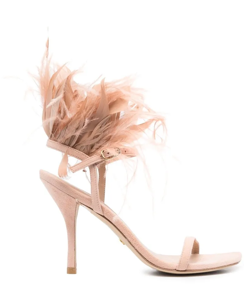 Stuart Weitzman Plume Sandalen mit Federn 100mm - Rosa Rosa