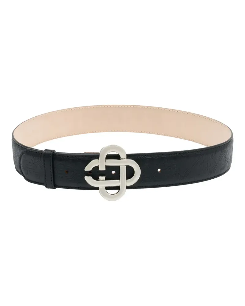 Casablanca Paris monogram-buckle leather belt - Schwarz Schwarz