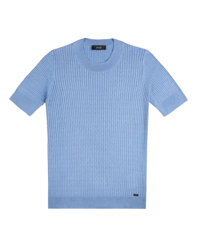 Fay cable-knit short-sleeve top - Blau Blau
