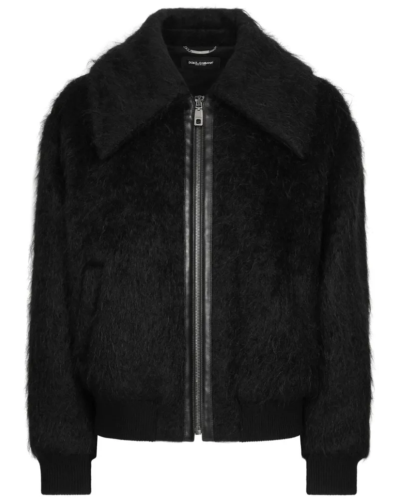 Dolce & Gabbana Mantel aus Faux Fur Schwarz