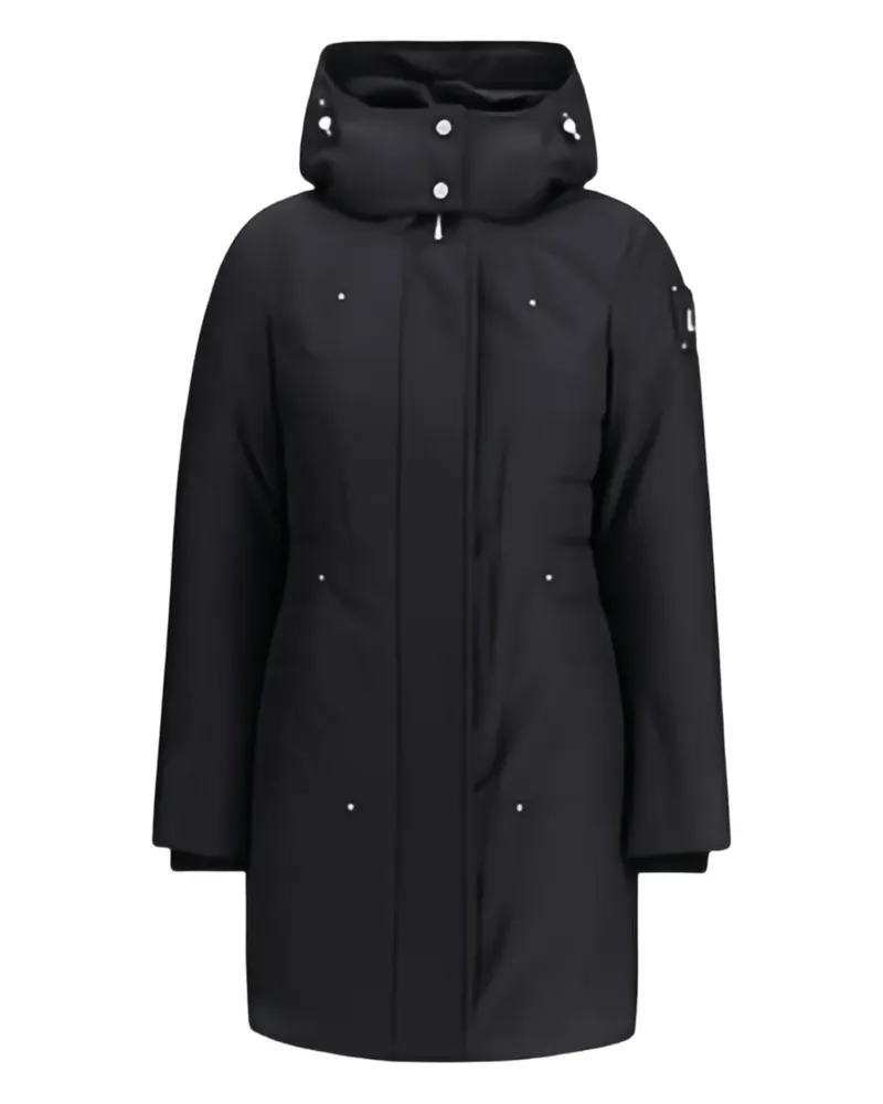 Moose Knuckles Kapuzenmantel mit Logo-Patch - Schwarz Schwarz