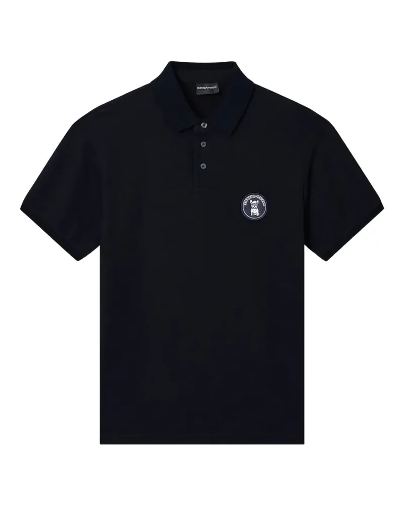 Emporio Armani Logo-Poloshirt mit spitzem Kragen - Blau Blau