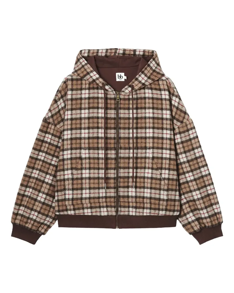 b+ab check-pattern hoodie - Braun Braun