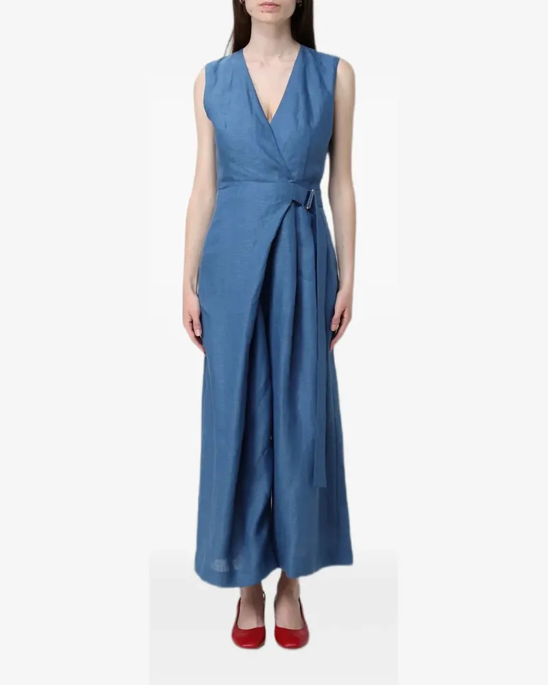 MEIMEIJ Gewickelter Leinen-Jumpsuit - Blau Blau