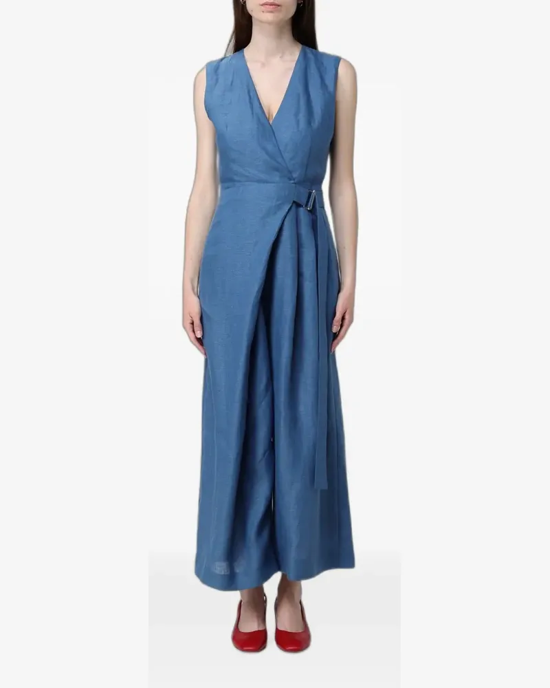 MEIMEIJ linen wrap-style jumpsuit - Blau Blau