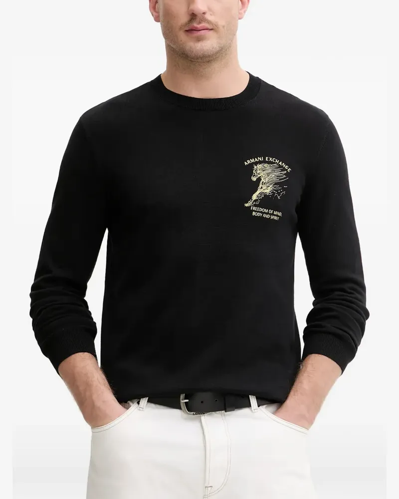 Armani Exchange graphic crew-neck sweatshirt - Schwarz Schwarz