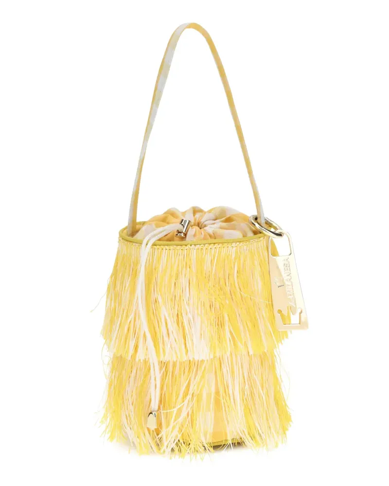 La Milanesa Anemone striped fringed tote bag - Gelb Gelb
