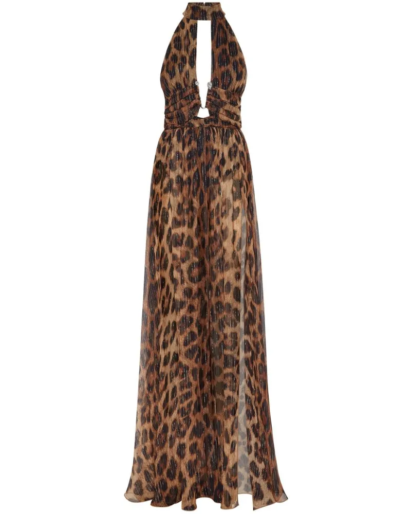 Philipp Plein Langes Kleid mit Leoparden-Print - Nude Nude