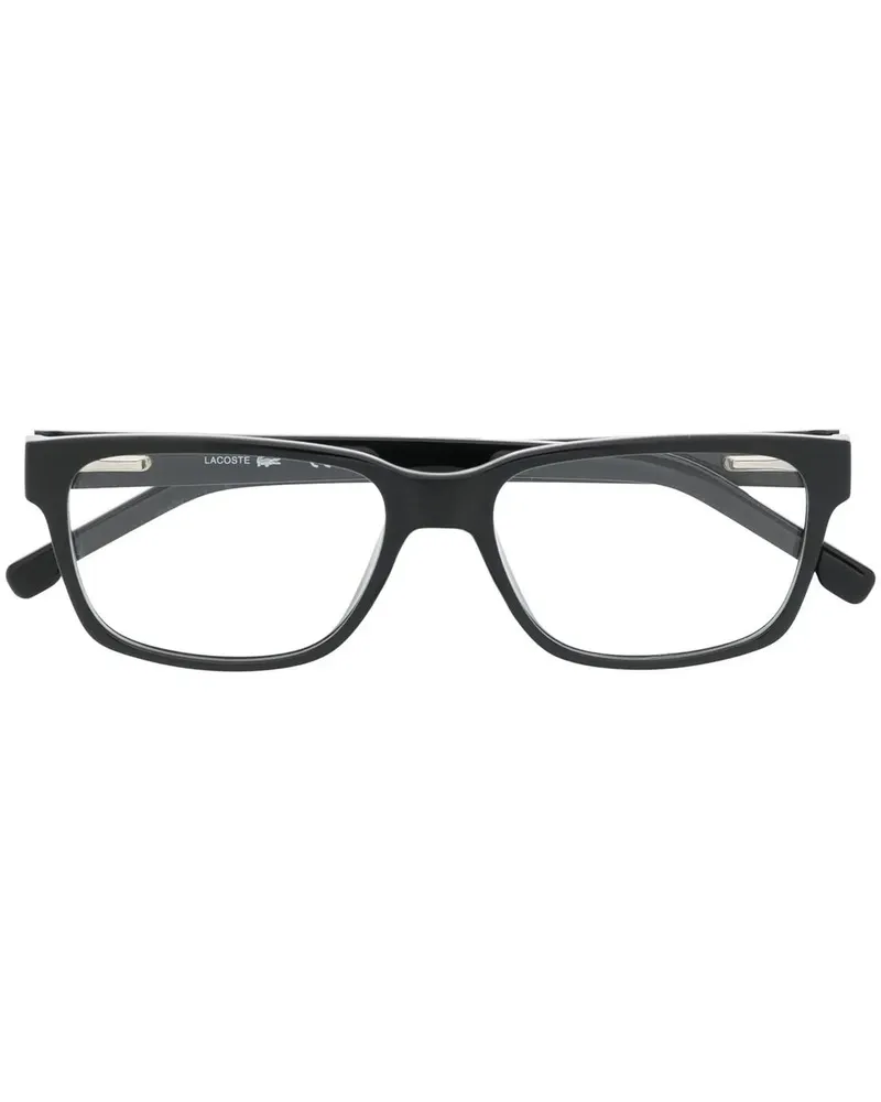 Lacoste Eckige Brille mit Logo-Schild - Schwarz Schwarz