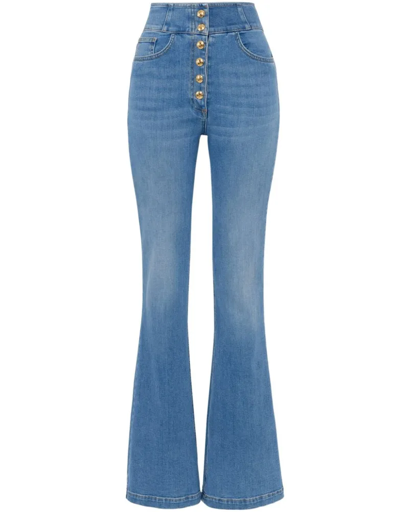 Elisabetta Franchi Ausgestellte Jeans mit Logo-Knöpfen - Blau Blau