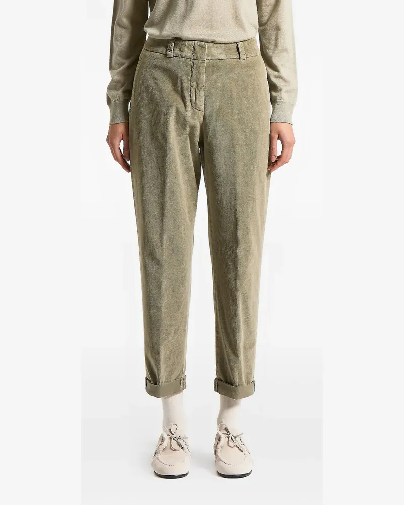 Peserico corduroy-texture cuffed trousers - Grün Grün
