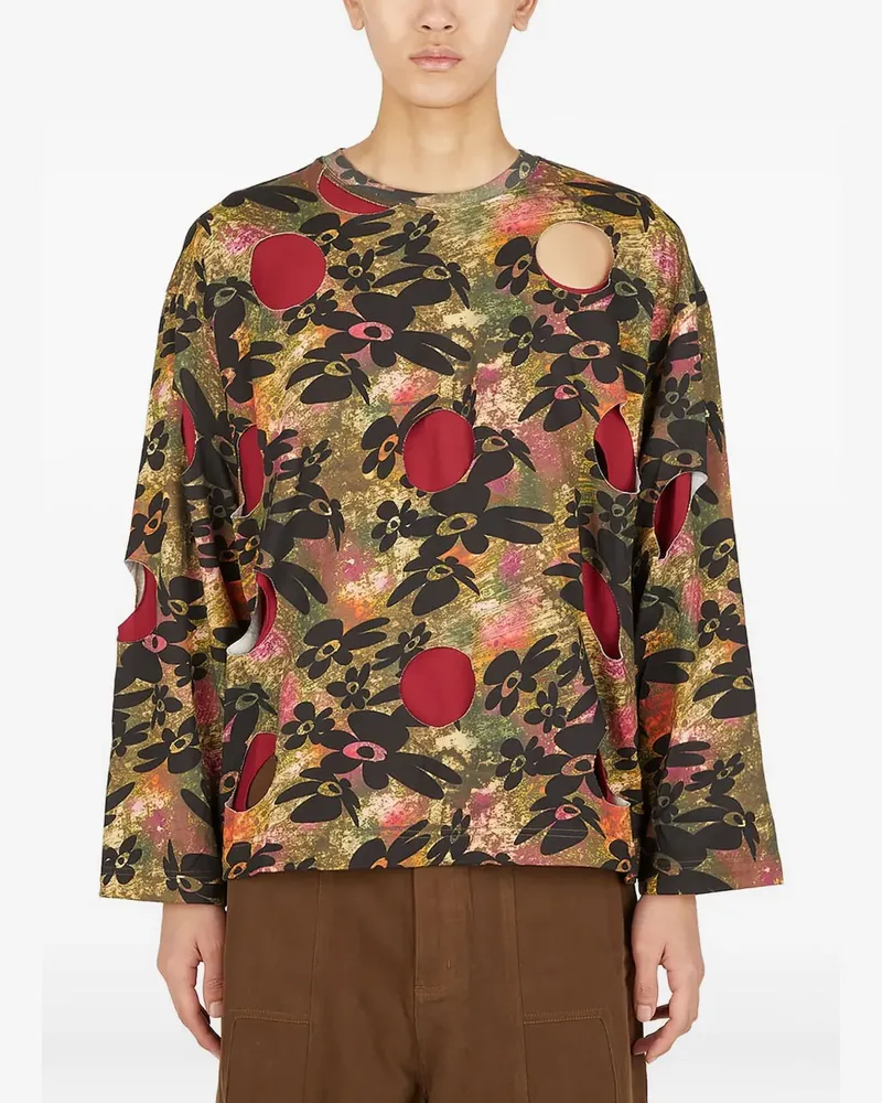 Perks and Mini cut-out floral-print T-shirt - Grün Grün