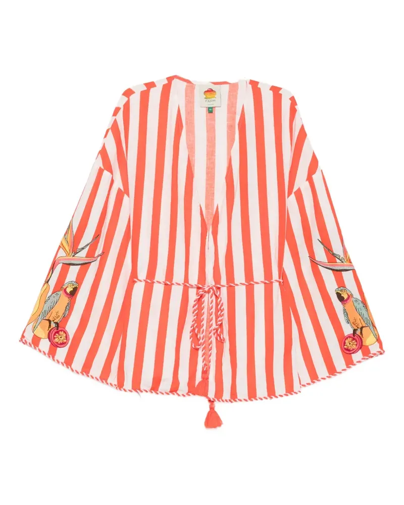 FARM Rio Fruit Garden embroidered striped top - Rot Rot