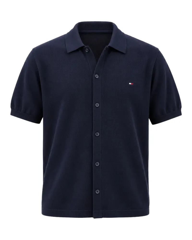 Tommy Hilfiger logo-embroidered short-sleeve shirt - Blau Blau