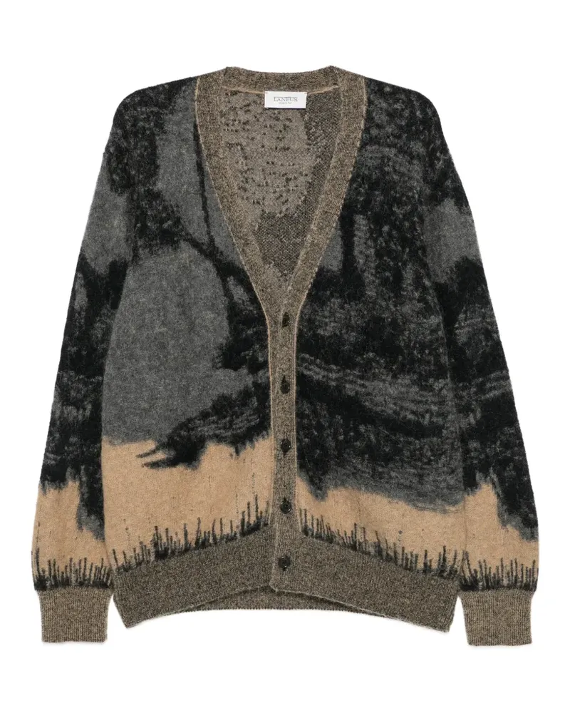 Laneus intarsia-knit button-up cardigan - Grau Grau