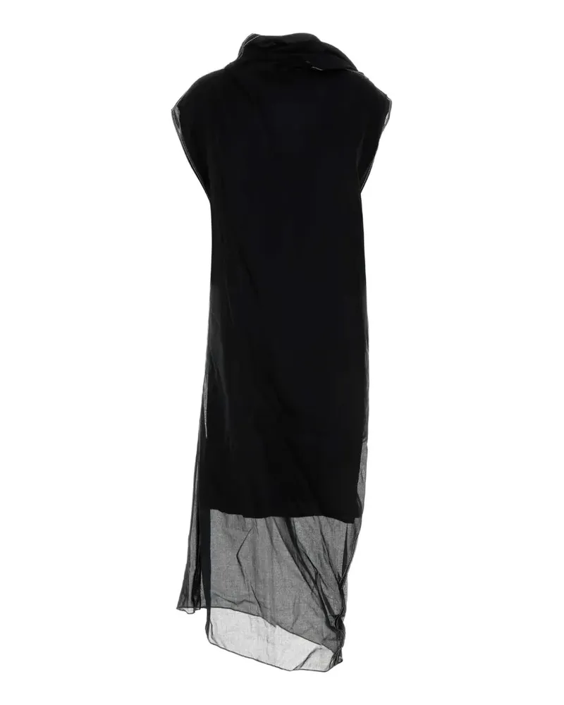 Carven sheer-overlay draped midi dress - Schwarz Schwarz