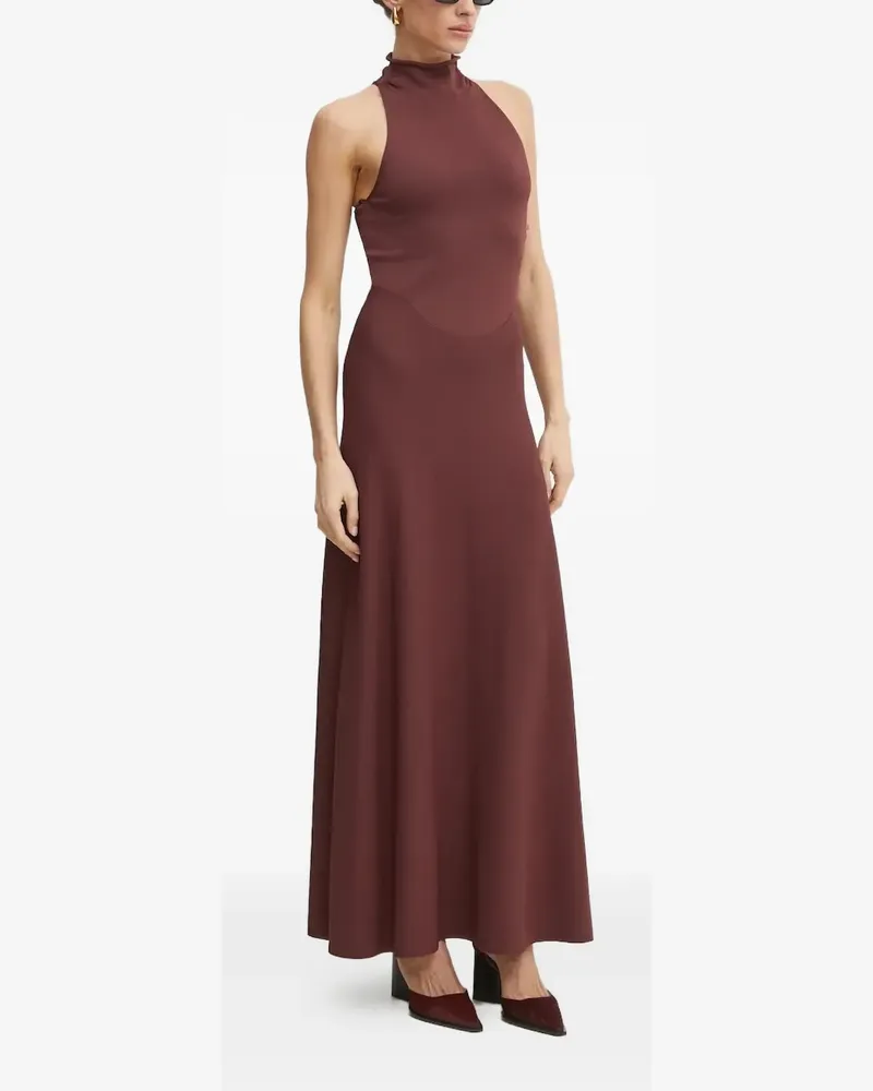 Liviana Conti Ärmelloses Maxikleid mit Stehkragen - Braun Braun
