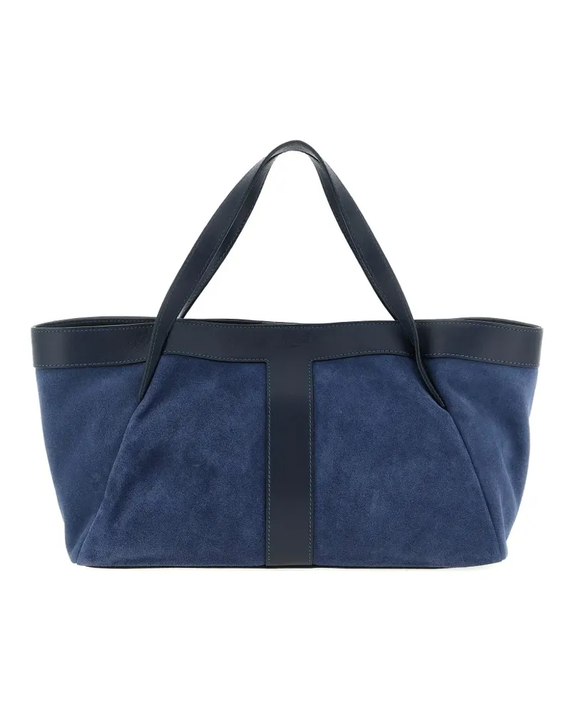 Twin-Set embossed logo suede shoulder bag - Blau Blau