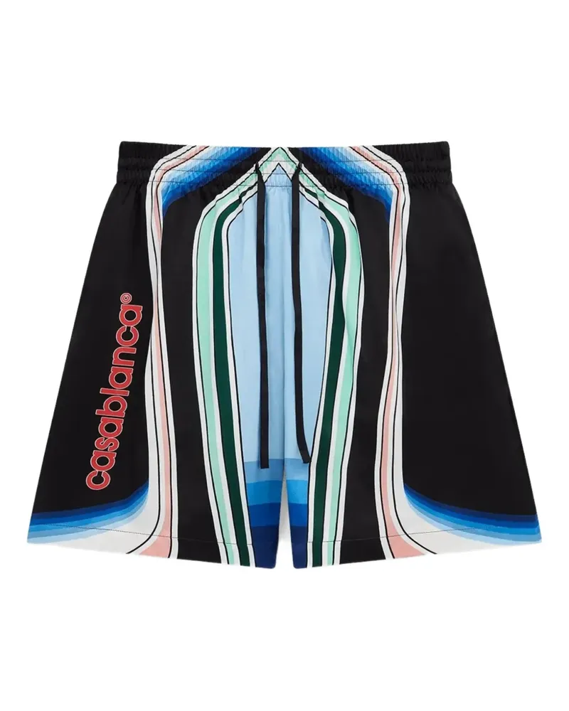 Casablanca Paris Graphic Mountain Seidenshorts - Schwarz Schwarz