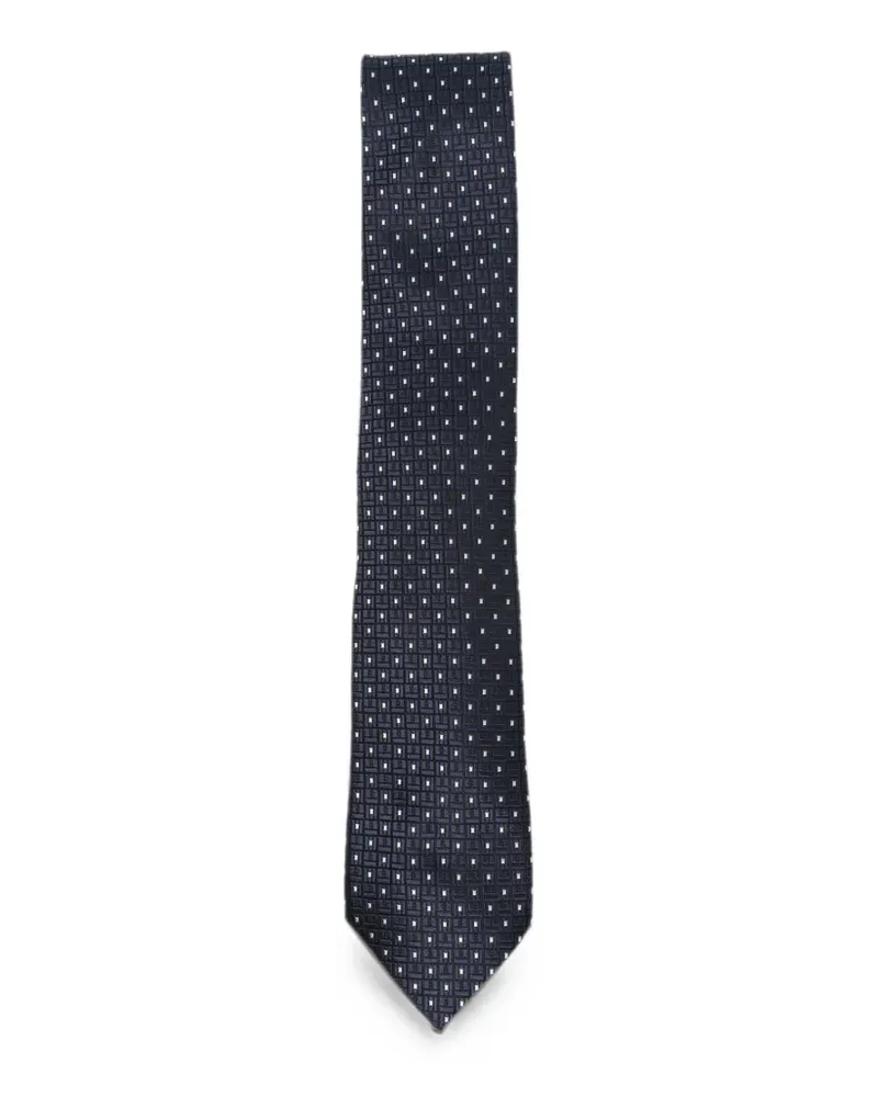 Ermenegildo Zegna Geometrisch gemusterte Seidenkrawatte - Blau Blau
