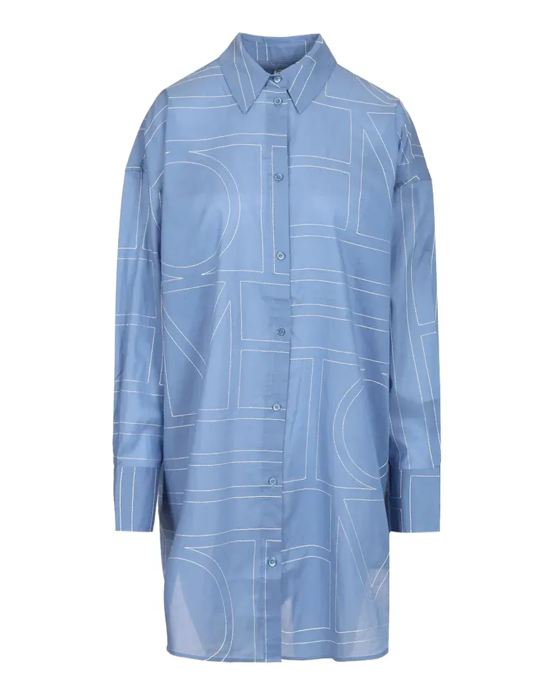 Totême monogram-embroidered mini dress - Blau Blau